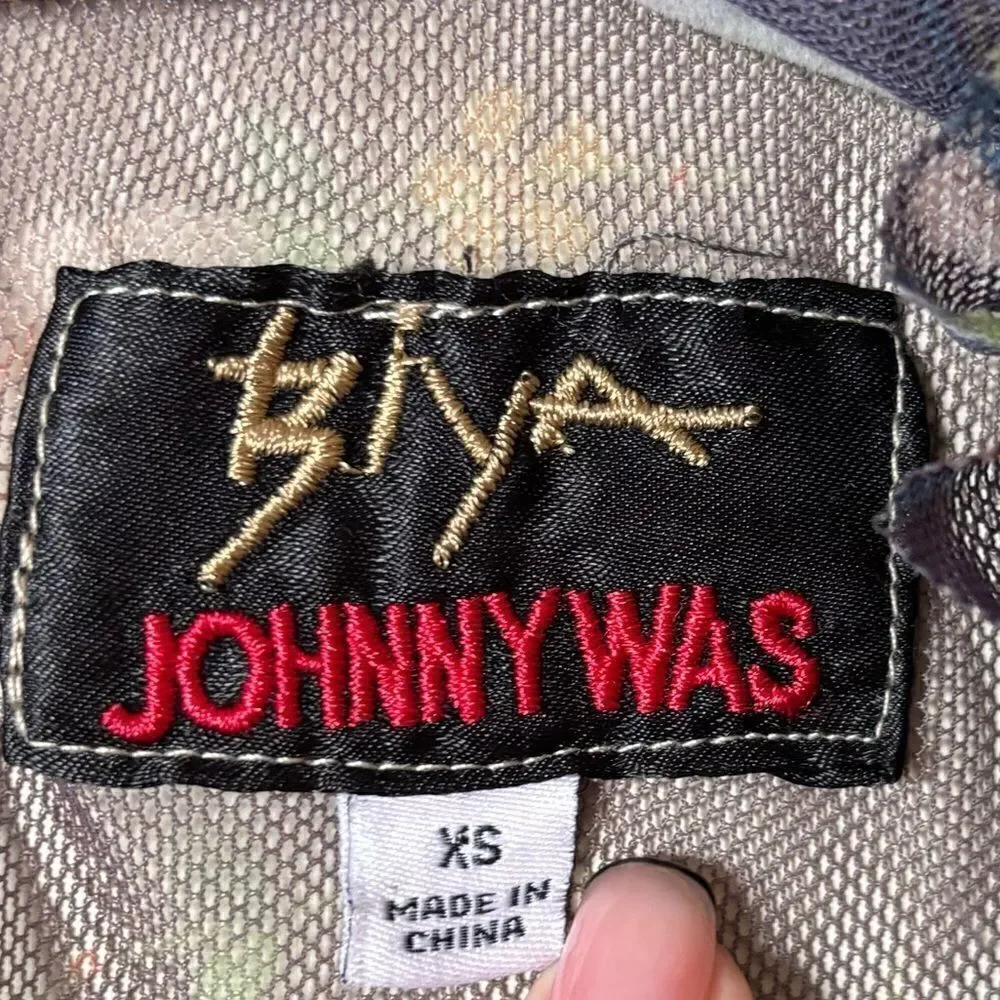 Johnny Was Renley Black Brown Blouse Sheer Mesh Floral Embroidered Size  XS